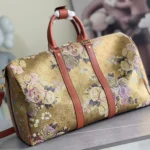 Louis Vuitton LV Women Keepall Bandouliere 45 Gold Coated Canvas Cowhide Leather