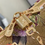 Louis Vuitton LV Women Keepall Bandouliere 45 Gold Coated Canvas Cowhide Leather