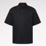 Camisa de algodón flocado de manga corta para hombre de Louis Vuitton 1AFR05