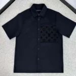 Camisa de algodón flocado de manga corta para hombre de Louis Vuitton 1AFR05