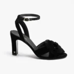 Sandales Chanel pour femmes en velours noir, talon de 90 mm