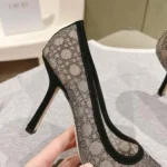 Dior Women Capture Pump Transparent Mesh with Silver-Tone Strass Cannage Motif