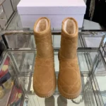 Dior Women Frost Ankle Boot Camel Cannage Suede and Ecru Lambskin Shearling