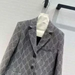 Gucci Women Broken Suits for GG Flannel Jacket-Grey