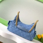 Chanel Women Large Hobo Bag Washed Denim Gold Tone Metal-Blue