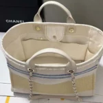 Sac cabas Chanel pour femme en toile de coton et métal doré AS3351