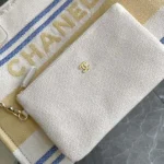 Sac cabas Chanel pour femme en toile de coton et métal doré AS3351