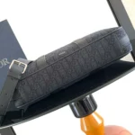 Dior Men Zipped Briefcase Black Dior Oblique Jacquard and Black Grained Calfskin