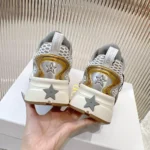 Dior Women Vibe Sneaker White Mesh Printed with Dior Oblique Motif and Gold- and Silver-Tone