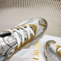 Dior Vibe Sneaker White Mesh Printed with Dior Oblique Motif and Gold- and Silver-Tone (1)