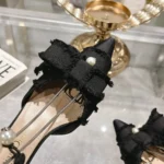 Dior Women Adiorable Wedge Pump Black Fringed Grosgrain