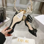 Dior Women Adiorable Wedge Pump Black Fringed Grosgrain