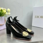 Dior Dam CD Forever Dior Pumps Svart Lack Kalvskinn