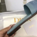 Dior Women Dway Slide Pastel Blue Calfskin and Embroidered Cotton
