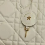 Dior Dam Groove 25 Väska Dammig Elfenben Macrocannage Kalvskinn M1365UBOL