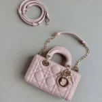 Dior Women Lady D-Joy Micro Bag Powder Pink Cannage Lambskin S0910ONGE