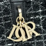 Dior Women Medium Dior Toujours Bag Black Tweed with White Cannage Motif