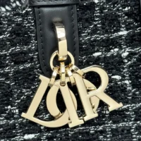 Dior Women Medium Dior Toujours Bag Black Tweed with White Cannage Motif (1)