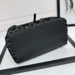 Dior Women Medium Dior Toujours Bag Black Tweed with White Cannage Motif