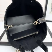 Dior Women Medium Dior Toujours Bag Black Tweed with White Cannage Motif (1)