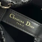 Dior Women Medium Dior Toujours Bag Black Tweed with White Cannage Motif