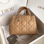 Dior Women Medium Dior Toujours Bag Medium Tan Macrocannage Calfskin