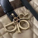 Dior Women Medium Dior Toujours Bag Rope Beige and Black Macrocannage Calfskin