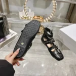 Ballerines Dior Punk pour femme en cuir de veau souple noir KCB947VSO