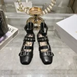 Ballerines Dior Punk pour femme en cuir de veau souple noir KCB947VSO