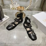 Ballerines Dior Punk pour femme en cuir de veau souple noir KCB947VSO