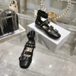 Ballerines Dior Punk pour femme en cuir de veau souple noir KCB947VSO