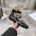 Ballerines Dior Punk pour femme en cuir de veau souple noir KCB947VSO