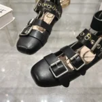 Ballerines Dior Punk pour femme en cuir de veau souple noir KCB947VSO