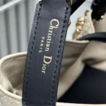 Dior Women Small Dior Toujours Bag Rope Beige and Black Macrocannage Calfskin