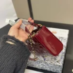 Dior Women Small Lady D-Joy Bag Cherry Red Patent Cannage Calfskin