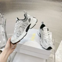 Dior Women Vibe Sneaker White Mesh Printed with Dior Oblique Motif (1)