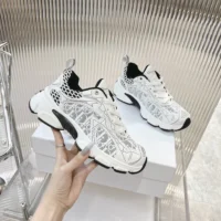 Dior Women Vibe Sneaker White Mesh Printed with Dior Oblique Motif (1)