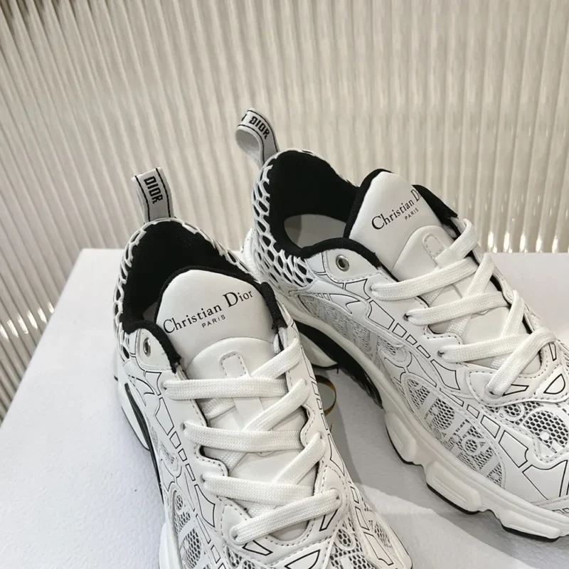 Dior Women Vibe Sneaker White Mesh Printed with Dior Oblique Motif