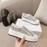 Dior Women Walk’n’Dior Platform Sneaker Embroidered Cotton-White