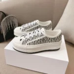 Dior Women Walk’n’Dior Platform Sneaker Embroidered Cotton-White