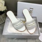 Dior Women White Calfskin with Openwork Microcannage Motif