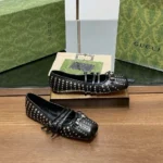 Gucci Women Horsebit Ballet Flat Black leather 814317AAEEV1050