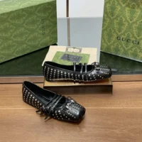 Gucci Women Horsebit Ballet Flat Black leather 814317AAEEV1050 (1)