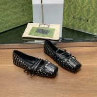 Gucci Women Horsebit Ballet Flat Black leather 814317AAEEV1050 (1)