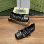 Gucci Women Horsebit Ballet Flat Black leather 814317AAEEV1050