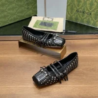 Gucci Women Horsebit Ballet Flat Black leather 814317AAEEV1050 (1)