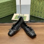 Gucci Women Horsebit Ballet Flat Black leather 814317AAEEV1050