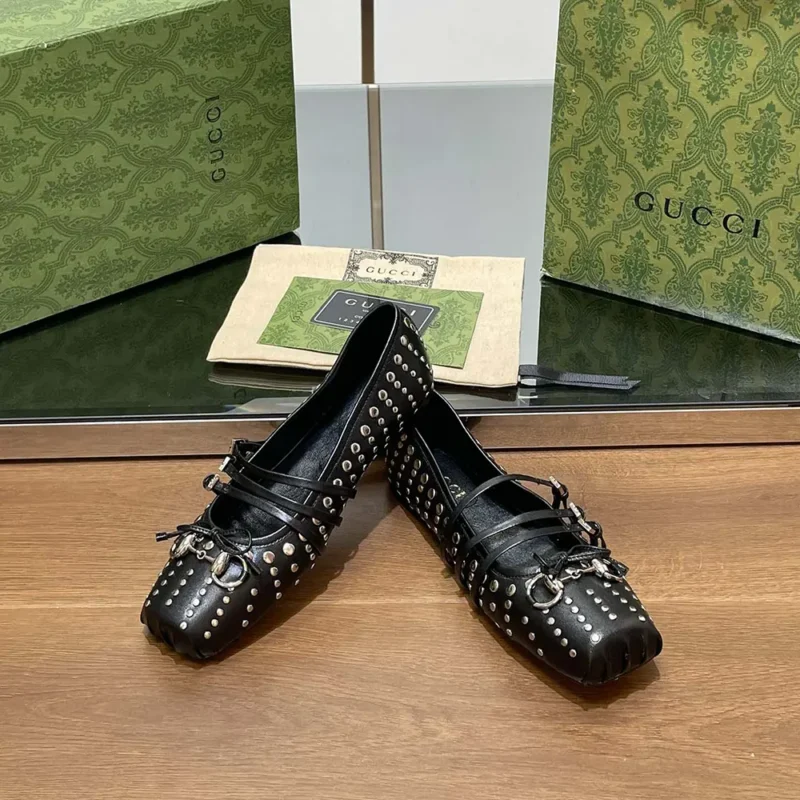 Gucci Women Horsebit Ballet Flat Black leather 814317AAEEV1050
