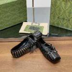 Gucci Women Horsebit Ballet Flat Black leather 814317AAEEV1050