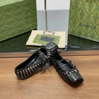 Gucci Women Horsebit Ballet Flat Black leather 814317AAEEV1050 (1)
